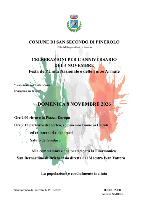 Celebrazioni per l'Anniversario del IV Novembre