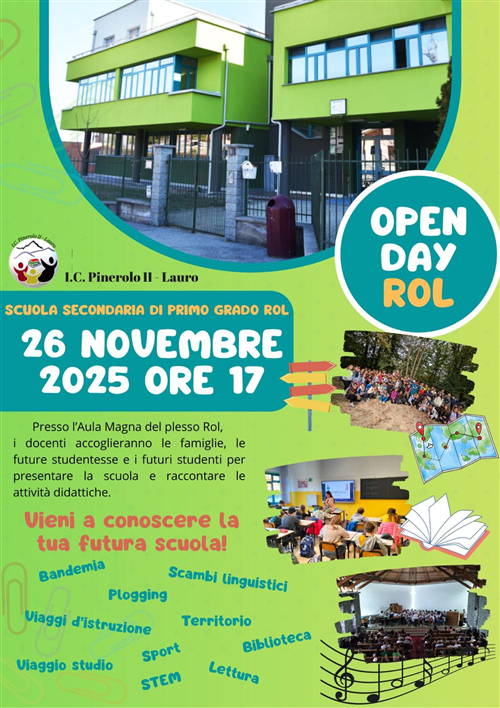 Open Day Scuola Secondaria di Primo Grado Rol il 26 novembre 2025, ore 17